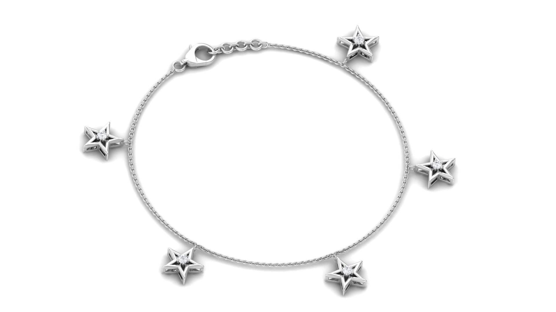 Diamond Star Chain Charm Bracelet Diamond - ( HI-SI ) - Color and Clarity - Rosec Jewels