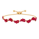 Marquise Lab Grown Ruby Leaf Bolo Bracelet Lab Created Ruby - ( AAAA ) - Quality - Rosec Jewels