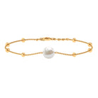 Solitaire Freshwater Pearl Chain Bracelet with Beaded Gold Freshwater Pearl - ( AAA ) - Quality - Rosec Jewels