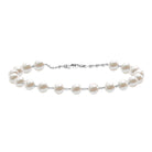 8 MM Round Freshwater Pearl Station Chain Bracelet Freshwater Pearl - ( AAA ) - Quality - Rosec Jewels