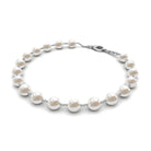 8 MM Round Freshwater Pearl Station Chain Bracelet Freshwater Pearl - ( AAA ) - Quality - Rosec Jewels