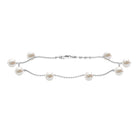 Round Shape Natural Freshwater Pearl Chain Charm Bracelet Freshwater Pearl - ( AAA ) - Quality - Rosec Jewels