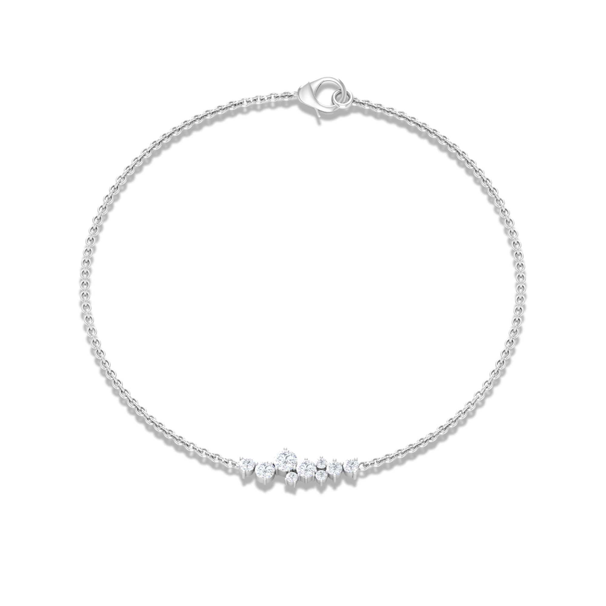 1/2 CT Cubic Zirconia Cluster Chain Bracelet in Gold Zircon - ( AAAA ) - Quality - Rosec Jewels