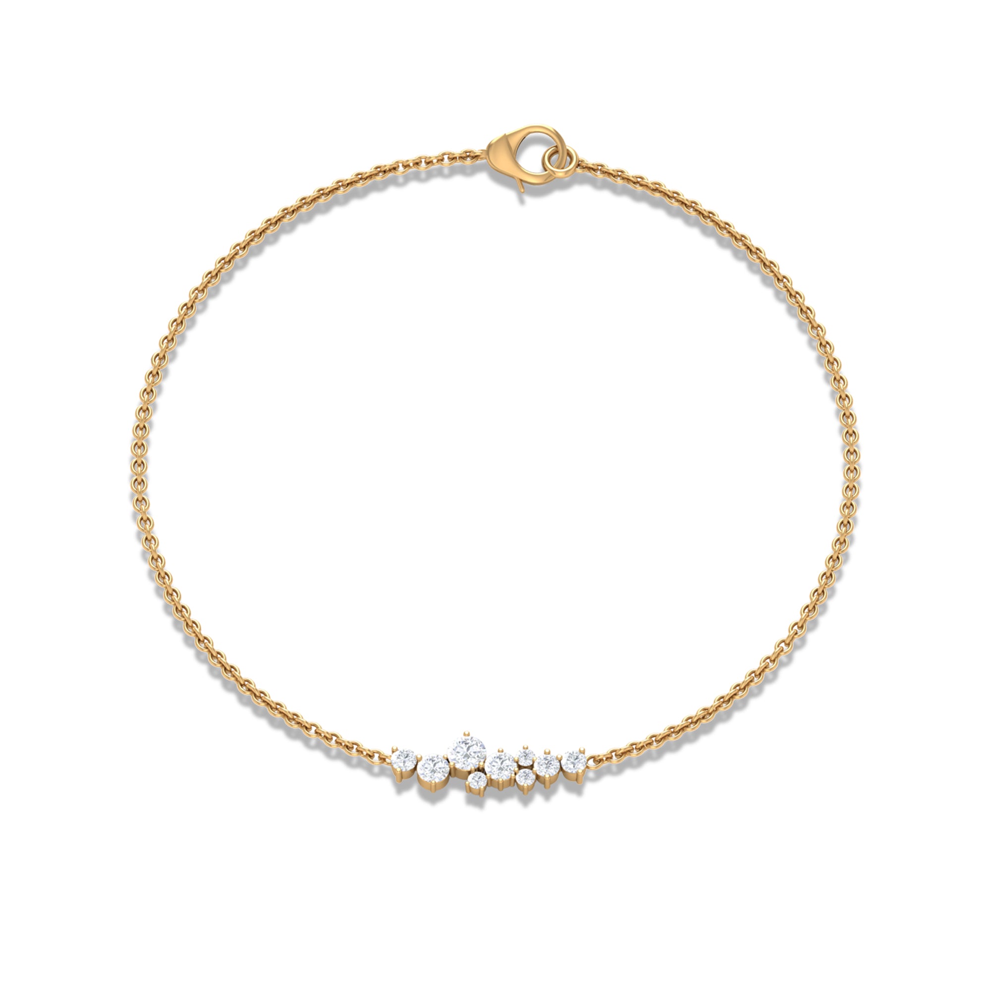 1/2 CT Cubic Zirconia Cluster Chain Bracelet in Gold Zircon - ( AAAA ) - Quality - Rosec Jewels