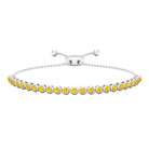 Round Yellow Sapphire Tennis Bolo Bracelet Yellow Sapphire - ( AAA ) - Quality - Rosec Jewels