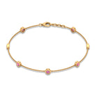 0.75 CT Bezel Set Pink Tourmaline Seven Stone Station Chain Bracelet Pink Tourmaline - ( AAA ) - Quality - Rosec Jewels