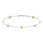 Round Yellow Sapphire Seven Stone Station Chain Bracelet Yellow Sapphire - ( AAA ) - Quality - Rosec Jewels