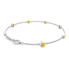 Round Yellow Sapphire Seven Stone Station Chain Bracelet Yellow Sapphire - ( AAA ) - Quality - Rosec Jewels