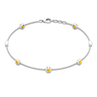 Round Yellow Sapphire Seven Stone Station Chain Bracelet Yellow Sapphire - ( AAA ) - Quality - Rosec Jewels