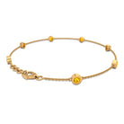 Round Yellow Sapphire Seven Stone Station Chain Bracelet Yellow Sapphire - ( AAA ) - Quality - Rosec Jewels