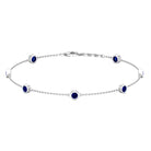 Bezel Set Blue Sapphire Station Bracelet Blue Sapphire - ( AAA ) - Quality - Rosec Jewels