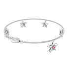 Round Pink Sapphire Star Charm Bracelet Pink Sapphire - ( AAA ) - Quality - Rosec Jewels