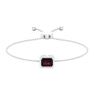 2.25 CT Octagon Cut Garnet and Diamond Bolo Chain Bracelet Garnet - ( AAA ) - Quality - Rosec Jewels