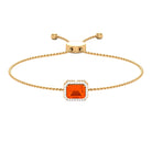 2 CT Emerald Cut Fire Opal and Diamond Bolo Chain Bracelet Fire Opal - ( AAA ) - Quality - Rosec Jewels