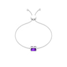 6X8 MM Octagon Cut Amethyst Bolo Chain Bracelet with Diamond Accent Amethyst - ( AAA ) - Quality - Rosec Jewels