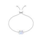 2 CT Emerald Cut Moonstone and Diamond Bolo Chain Bracelet Moonstone - ( AAA ) - Quality - Rosec Jewels