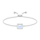 2 CT Emerald Cut Moonstone and Diamond Bolo Chain Bracelet Moonstone - ( AAA ) - Quality - Rosec Jewels