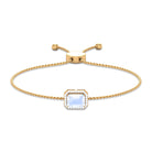 2 CT Emerald Cut Moonstone and Diamond Bolo Chain Bracelet Moonstone - ( AAA ) - Quality - Rosec Jewels