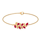 Created Ruby Leaf Chain Bracelet Lab Created Ruby - ( AAAA ) - Quality - Rosec Jewels