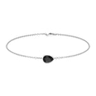 5X7 MM Bezel Set Pear Cut Solitaire Black Diamond Chain Bracelet Black Diamond - ( AAA ) - Quality - Rosec Jewels