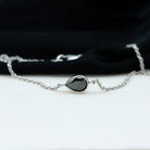 5X7 MM Bezel Set Pear Cut Solitaire Black Diamond Chain Bracelet Black Diamond - ( AAA ) - Quality - Rosec Jewels