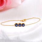 2.75 CT Blue Sapphire Three Stone Chain Bracelet Blue Sapphire - ( AAA ) - Quality - Rosec Jewels