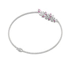 Marquise and Pear Cut Pink Sapphire Leaf Chain Bracelet Pink Sapphire - ( AAA ) - Quality - Rosec Jewels