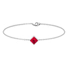 3/4 CT Minimal Princess Cut Ruby Solitaire Chain Bracelet Ruby - ( AAA ) - Quality - Rosec Jewels