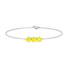 Round Yellow Sapphire Three Stone Chain Bracelet Yellow Sapphire - ( AAA ) - Quality - Rosec Jewels