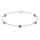 Bezel Set Green Sapphire Five Stone Station Chain Bracelet Green Sapphire - ( AAA ) - Quality - Rosec Jewels