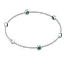 Bezel Set Green Sapphire Five Stone Station Chain Bracelet Green Sapphire - ( AAA ) - Quality - Rosec Jewels