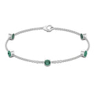 Bezel Set Green Sapphire Five Stone Station Chain Bracelet Green Sapphire - ( AAA ) - Quality - Rosec Jewels