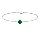 1/2 CT Bezel Set Emerald Minimal Solitaire Chain Bracelet Emerald - ( AAA ) - Quality - Rosec Jewels