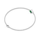 1/2 CT Bezel Set Emerald Minimal Solitaire Chain Bracelet Emerald - ( AAA ) - Quality - Rosec Jewels