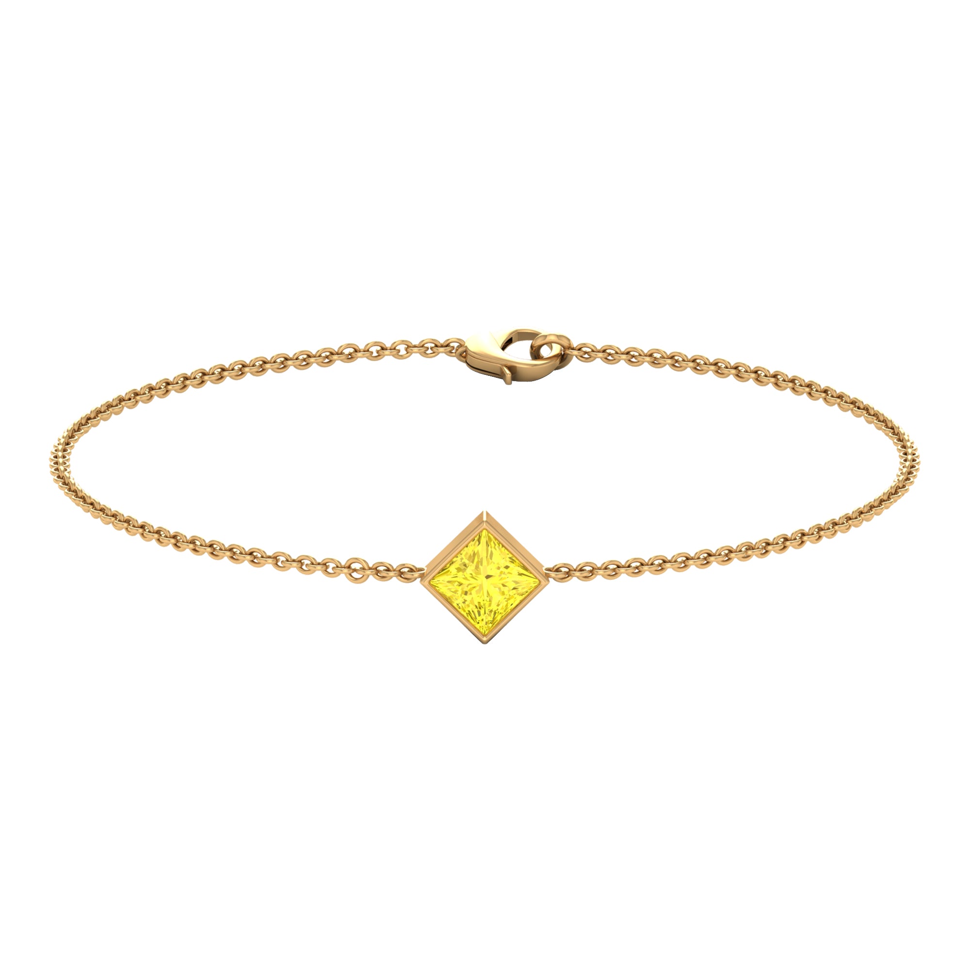 Princess Cut Yellow Sapphire Solitaire Chain Bracelet Yellow Sapphire - ( AAA ) - Quality - Rosec Jewels