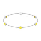 Bezel Set Yellow Sapphire Five Stone Station Chain Bracelet Yellow Sapphire - ( AAA ) - Quality - Rosec Jewels