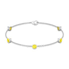 Bezel Set Yellow Sapphire Five Stone Station Chain Bracelet Yellow Sapphire - ( AAA ) - Quality - Rosec Jewels