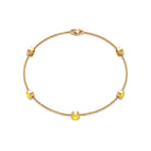 Bezel Set Yellow Sapphire Five Stone Station Chain Bracelet Yellow Sapphire - ( AAA ) - Quality - Rosec Jewels