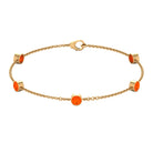 1 CT Real Fire Opal Five Stone Station Chain Bracelet in Bezel Setting Fire Opal - ( AAA ) - Quality - Rosec Jewels