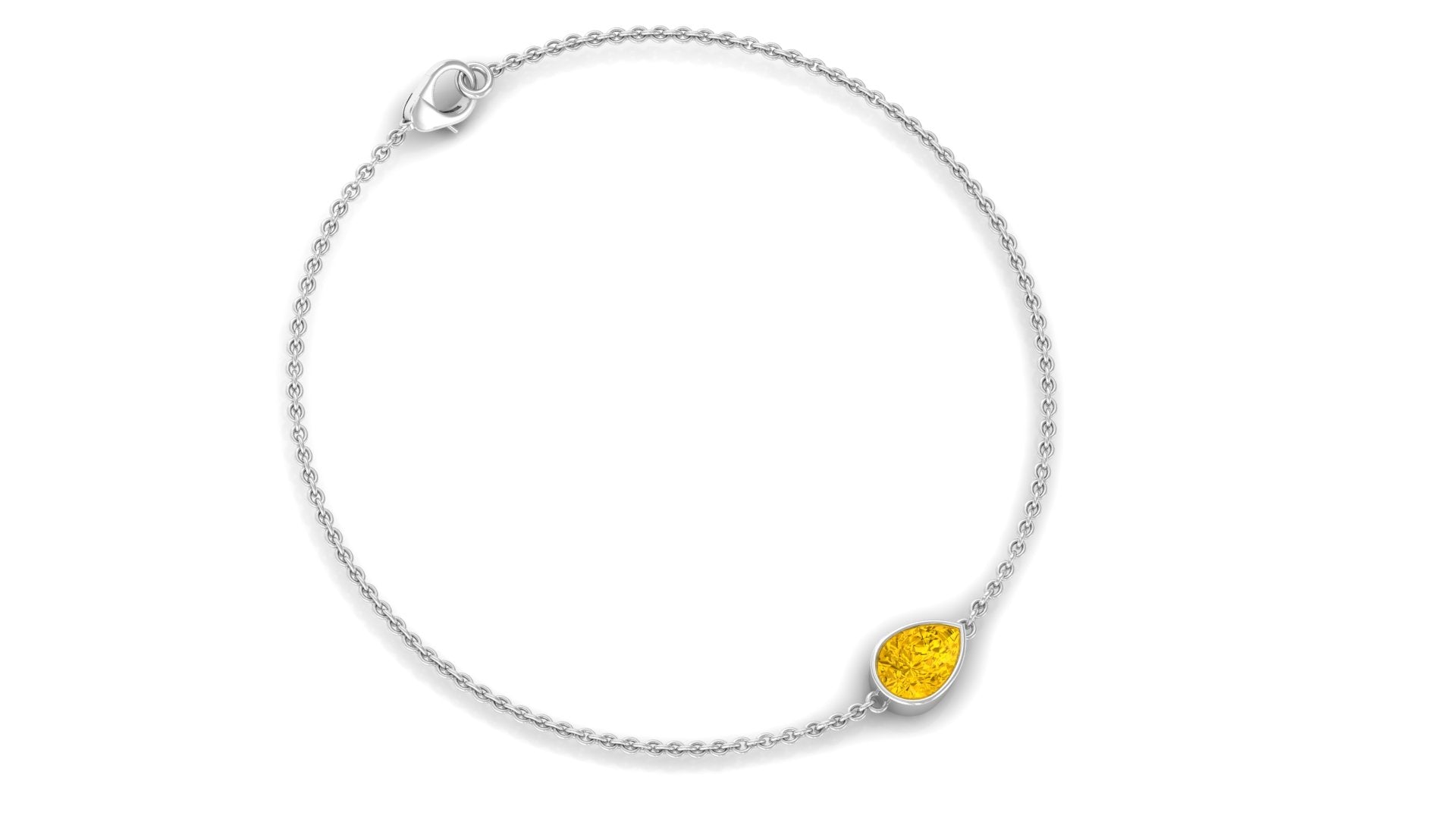 Pear Cut Yellow Sapphire Solitaire Chain Bracelet Yellow Sapphire - ( AAA ) - Quality - Rosec Jewels