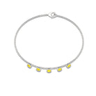 Round Yellow Sapphire Station Chain Bracelet Yellow Sapphire - ( AAA ) - Quality - Rosec Jewels