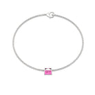 Princess Cut Pink Sapphire Solitaire Bracelet in Bar Setting Pink Sapphire - ( AAA ) - Quality - Rosec Jewels