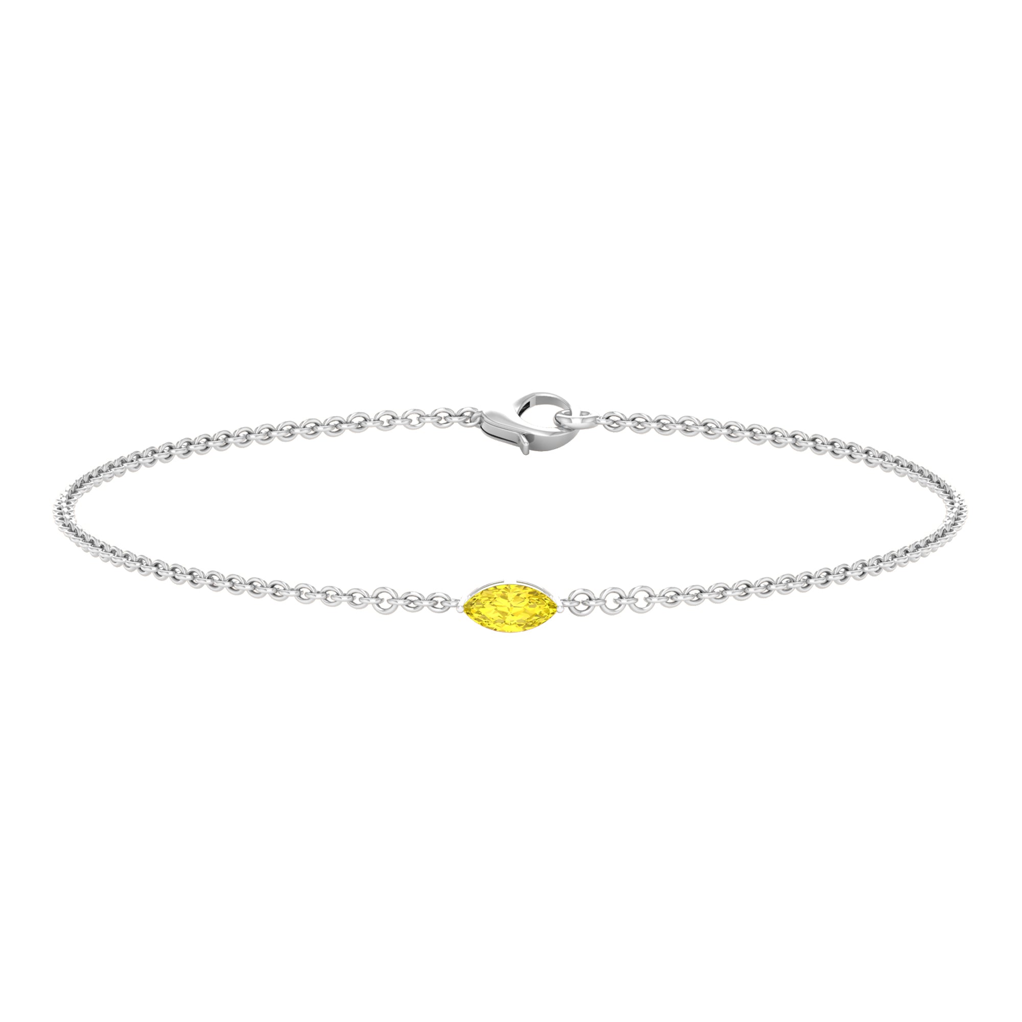 Marquise Shape Solitaire Yellow Sapphire East West Chain Bracelet Yellow Sapphire - ( AAA ) - Quality - Rosec Jewels