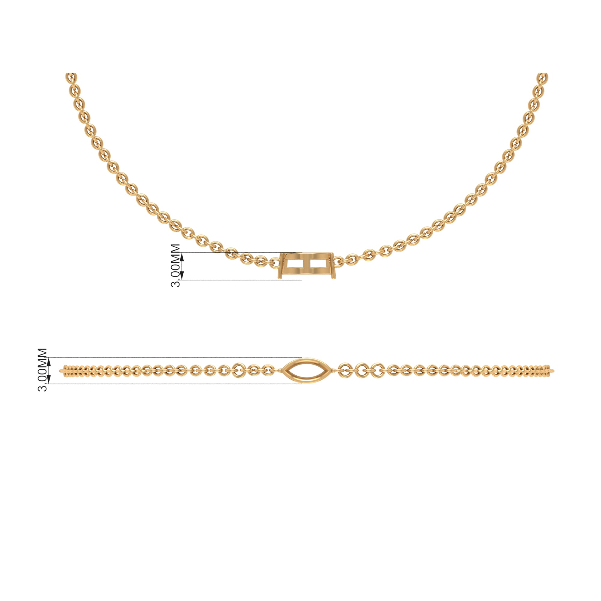 Marquise Shape Solitaire Yellow Sapphire East West Chain Bracelet Yellow Sapphire - ( AAA ) - Quality - Rosec Jewels