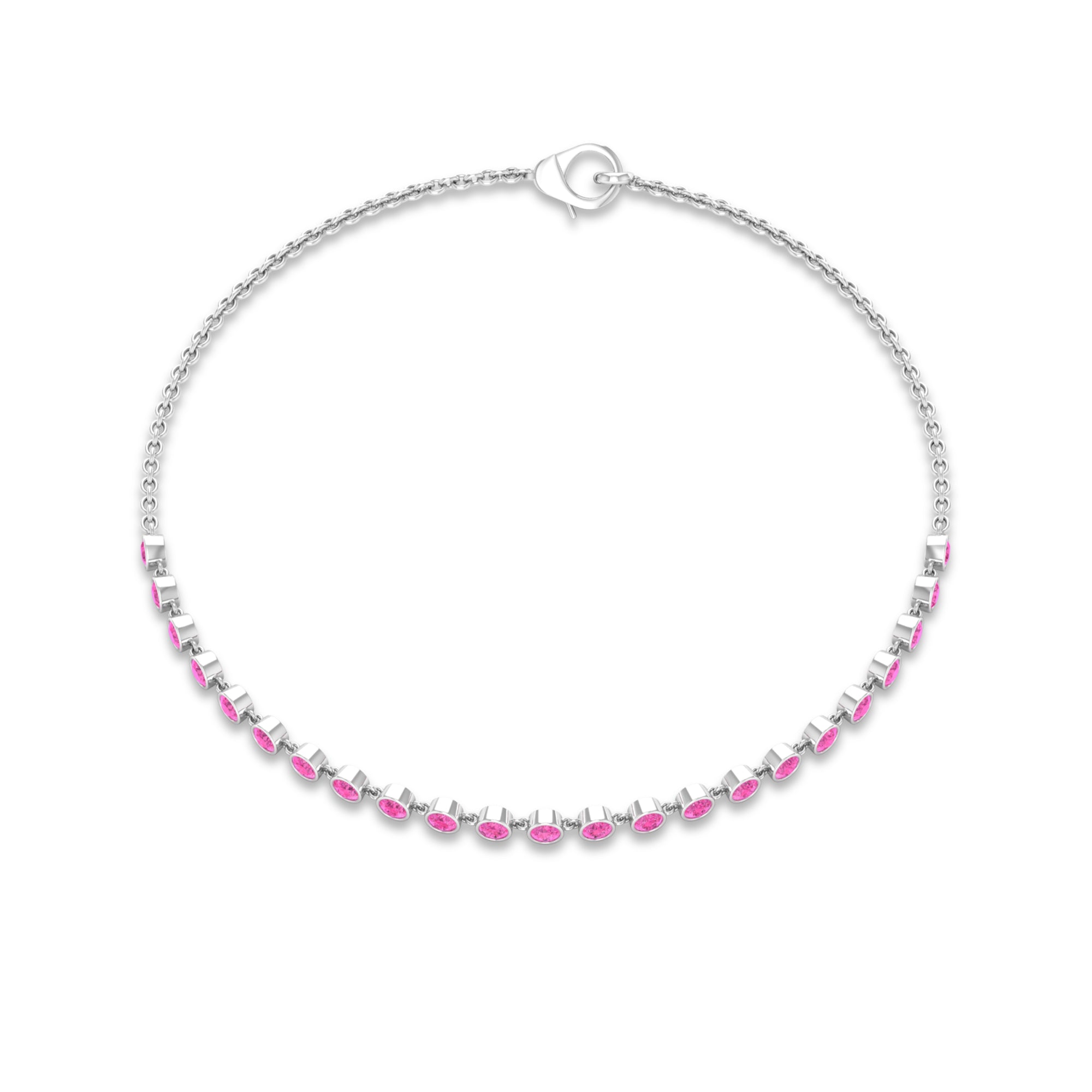 Minimal Pink Sapphire Chain Bracelet Pink Sapphire - ( AAA ) - Quality - Rosec Jewels