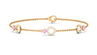 Minimal Pink Sapphire and Diamond Station Chain Bracelet Pink Sapphire - ( AAA ) - Quality - Rosec Jewels