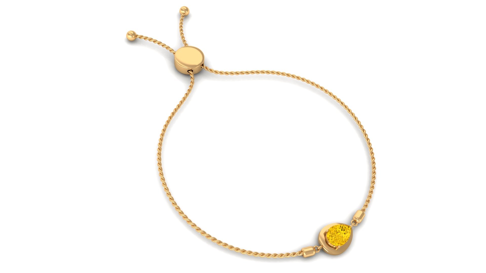 Pear Cut Solitaire Yellow Sapphire Simple Bolo Bracelet Yellow Sapphire - ( AAA ) - Quality - Rosec Jewels