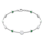 Bezel Set Emerald and Diamond Station Chain Bracelet Emerald - ( AAA ) - Quality - Rosec Jewels