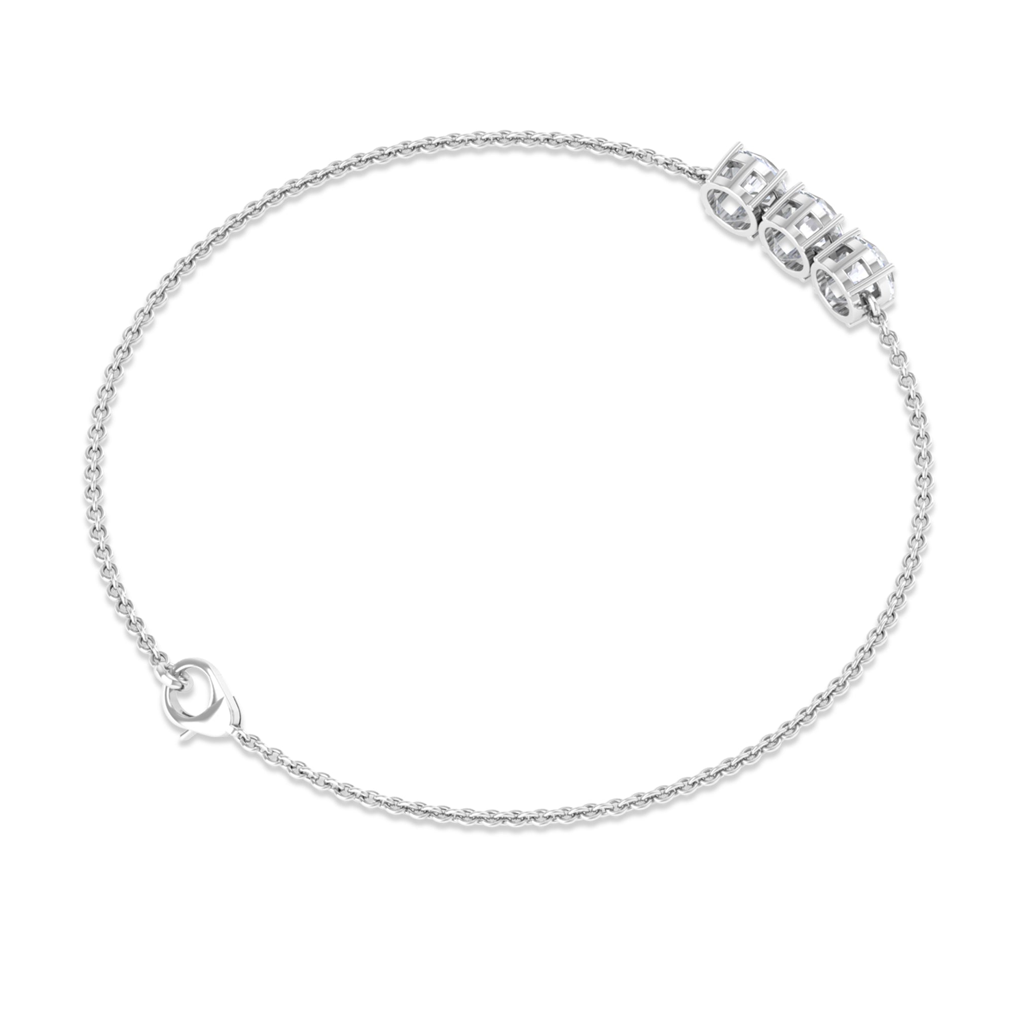 1.50 CT Certified Moissanite Three Stone Chain Bracelet Moissanite - ( D-VS1 ) - Color and Clarity - Rosec Jewels