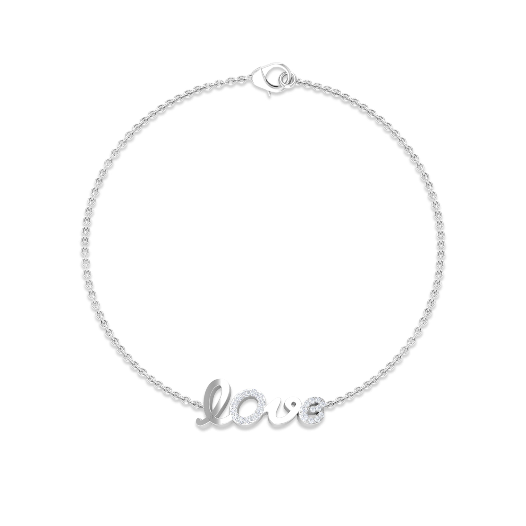 Surface Prong Set Diamond Love Chain Bracelet Diamond - ( HI-SI ) - Color and Clarity - Rosec Jewels